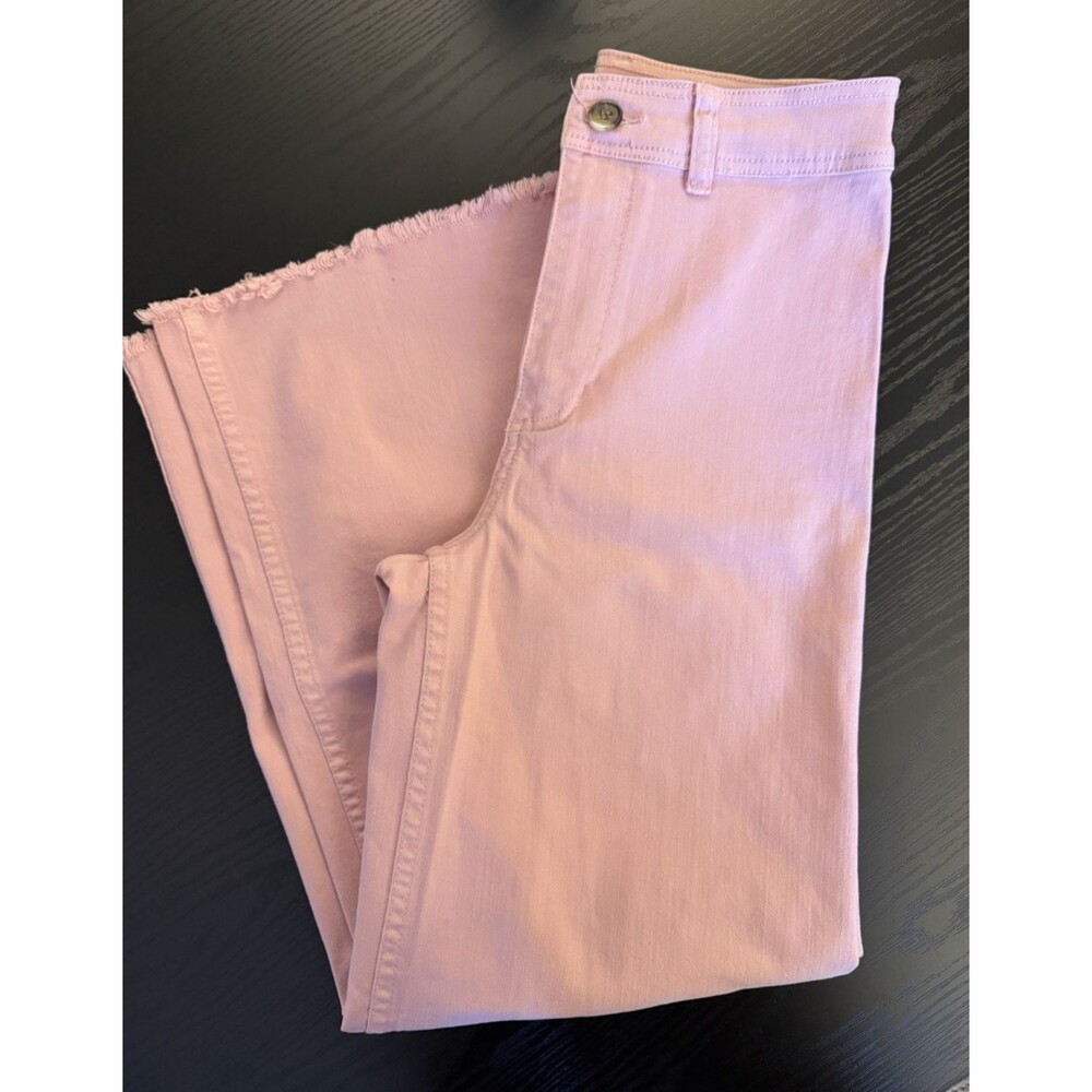 Billabong Free Fall High-Waist Wide Leg Pant, Soft Pink, Women Size 25 Raw Hem